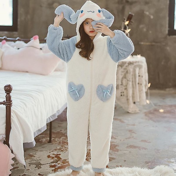 Sanrioed Plysch Anime Cinnamoroll Vinterflanell Barn Rompers Flicka Pojke Toddler Jumpsuit Spädbarnskläder Pyjamas Barn Overall Present 140cm