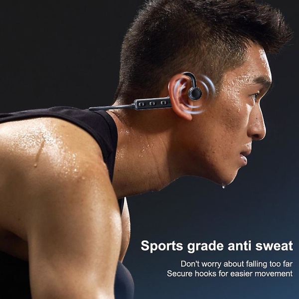 Trådlösa Bluetooth hörlurar Sport Bone Conduction Stereo Vattentät Med Mic Black 1 pc