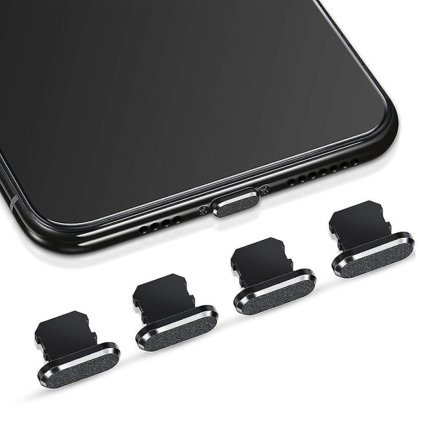 4st Lämplig för Iphone Apple Mobiltelefon USB Laddningsport Dust Plug Black 4PCS