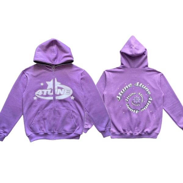 Höst/vinter Hooded Cardigan Coat Tröja lila purple 2XL