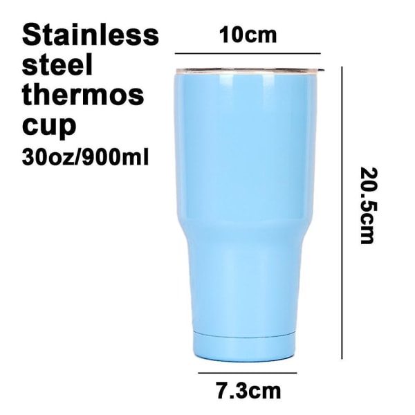 Rostfritt stål dubbelvakuum kaffekopp, pulverlackerad resemugg för hem, kontor, resor, fest Light Blue
