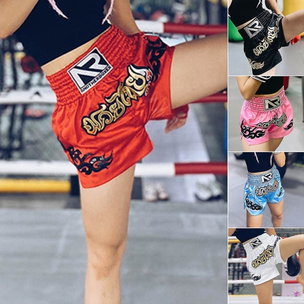 Boxningsshorts Antifriktion Muay Thai kickboxningsshorts för män Pink L