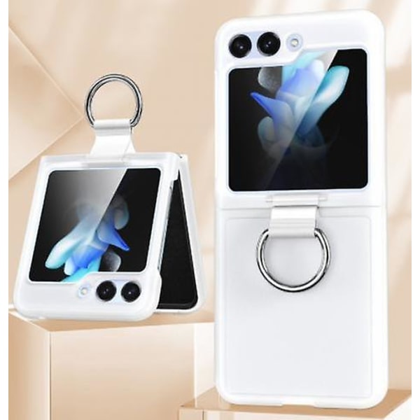 Stötsäkert smalt skyddande TPU- phone case för Samsung Galaxy Z Flip 5 med ringfingerögla Frosted white