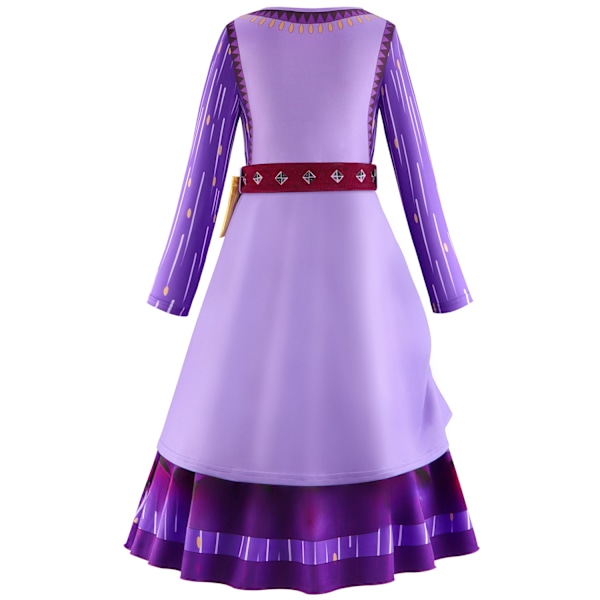 Asha Asha prinsessklänning Stjärnönskan cos kläder flickors långärmad klänning festklänning barn cosplay kläder Asha princess dress + bag 120cm