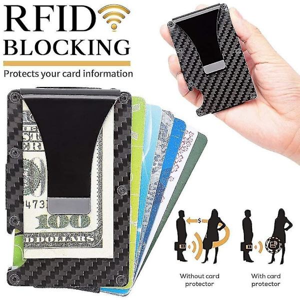 Minimalistisk korthållarplånbok Kolfiberplånbok Rfid Blocking Slimmetal Plånbok null none