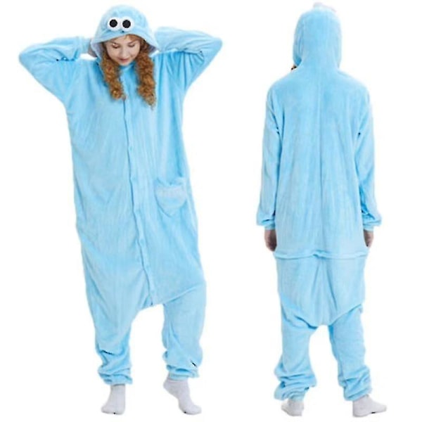 Unisex vuxen Kigurumi djurkaraktärskostym Bodysuit Pyjamas Fancy 1onesie1 Big Eyes-Blue S