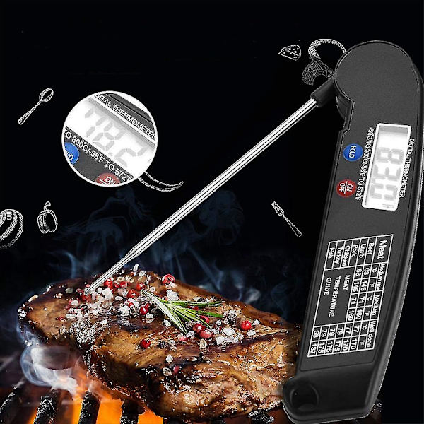 Kökstermometer Digital multifunktionell mattermometer hopfällbar (a-5-f6) black