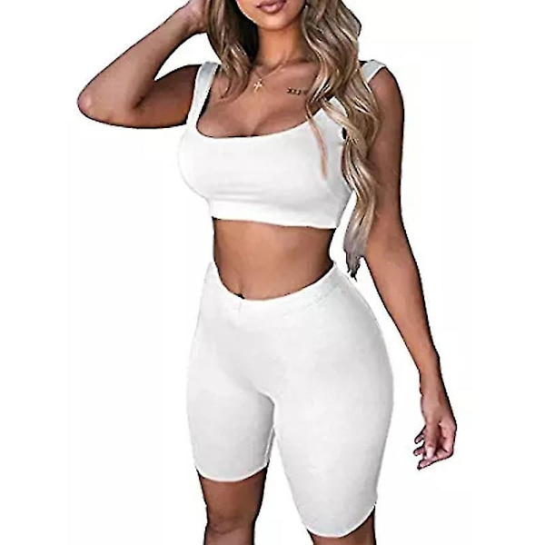 Kvinnor High Waist Yoga Shorts Fitness Gym Leggings Cykel Shorts Byxor White L