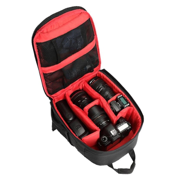 Vattentät Dslr Slr Kamera Soft Case Väskor Ryggsäck Ryggsäck För Canon Nikon Sony Black x Red
