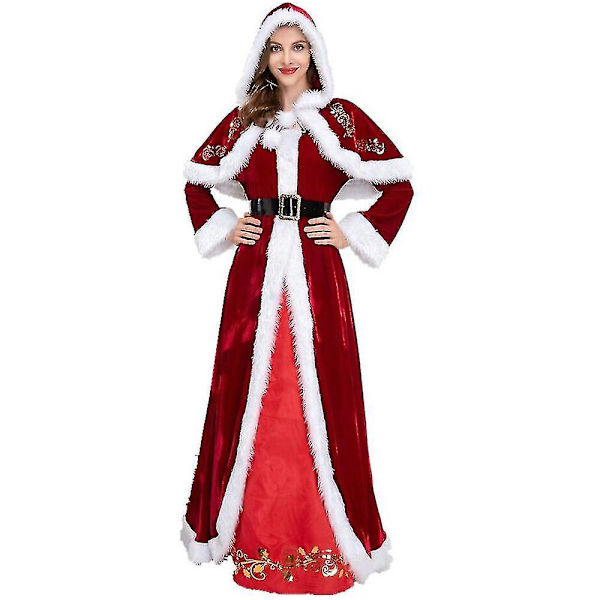 Plus Size Deluxe Velvet Vuxna Juldräkt Cosplay Par Jultomtekläder Fancy Dress Xmas Uniform Kostym För Män Kvinnor Red  Man XL