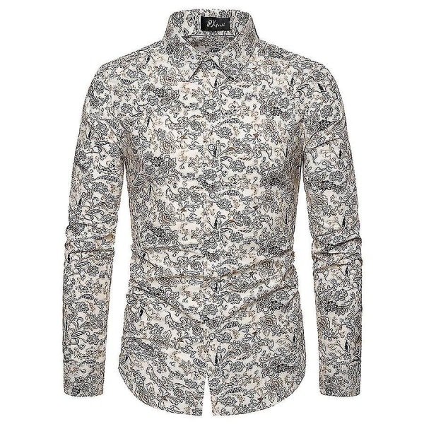 Långärmad passform för herrskjorta för print White XL