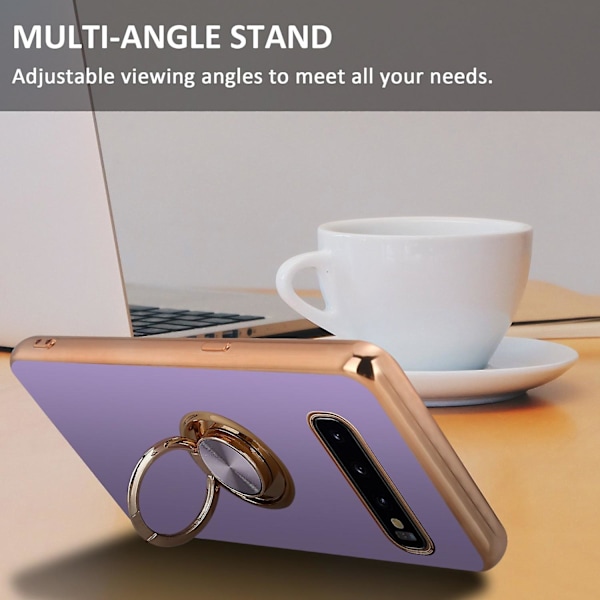 Samsung Galaxy S10 PLUS Hülle Handy Cover TPU- case - med kameraskydd och ring Glossy Light Purple - Gold Galaxy S10 PLUS