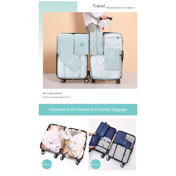 Travel förvaringsväska set Digital väska 8-delat set rosa