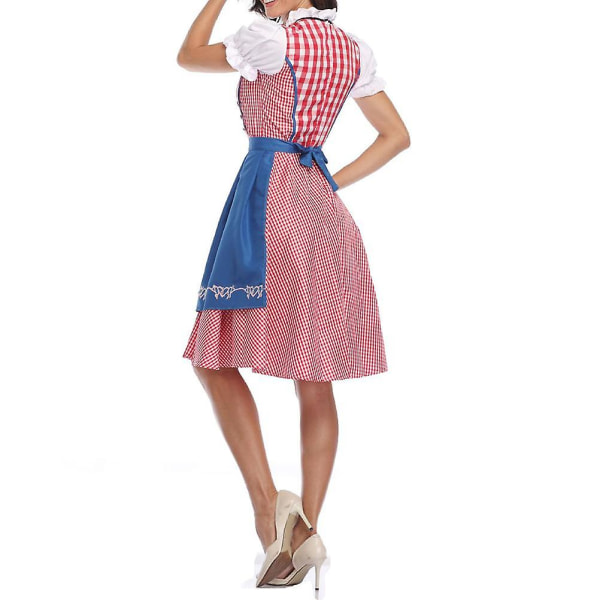 National Style Beer Festival Wench Kostym Oktoberfest Dirndl Klänning med Förkläde Maid Uniform Suit Blue M