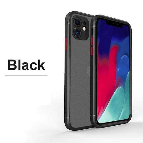 Matt Transparent Stötsäkert Iphone Case Med Silikon Bumper - Xs Max, Xr, Se & More Black for iphone 12 mini