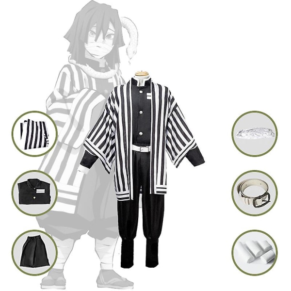 Anime Expo Tecknad karaktär Cosplay Kostym Demon Slayer Kochou Shinobu Kimetsu No Yaiba Tanjirou Nezuko Cosplay Kimono Wig V kids 100cm Iguro Obanai  1