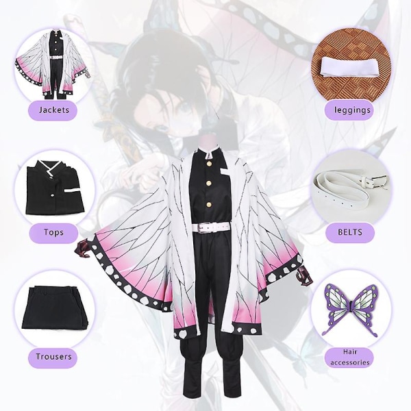 Anime Expo Tecknad karaktär Cosplay Kostym Demon Slayer Kochou Shinobu Kimetsu No Yaiba Tanjirou Nezuko Cosplay Kimono Wig V kids 120cm Kochou Shinobu 1