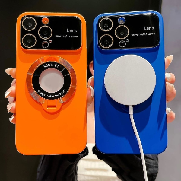 Phone case kompatibelt Iphone 15 Pro Max/15 Pro/15 Stort fönster med magnetiskt fäste för läckageetikett, 15 Pro Max case Light blue for iPhoen 15 Pro