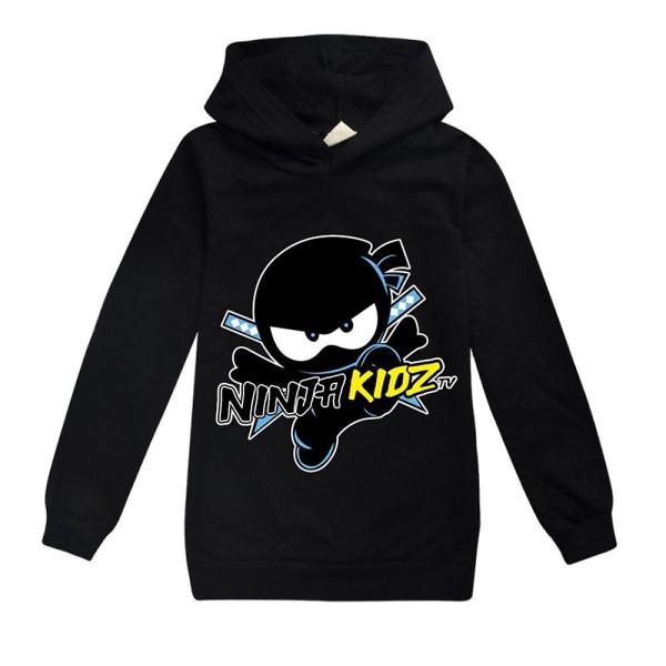 Ninja Kidz Tv- print Barn Pojkar Flickor Luvtröja Tröja Huvtröja Jumper Toppar Hoody Present Black 13-14 Years