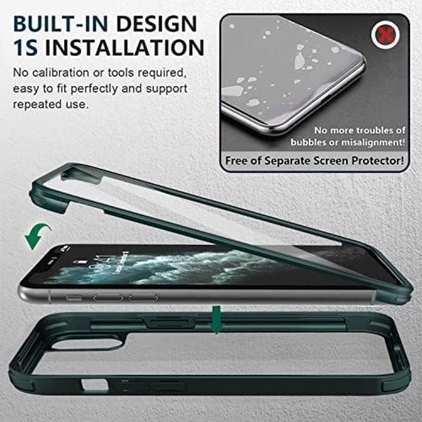 UBUNU iPhone Xs Max- case med skärmskydd [Inbyggt 9H hårt härdat glas], för Magsafe 360 ​​helkroppsskydd, genomskinligt skyddande iPh Green