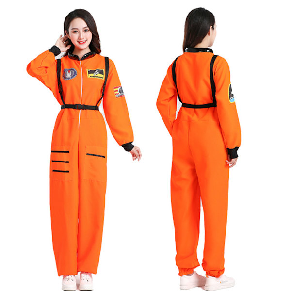 Halloween Astronaut Rymddräkt Pilot CoS Karaktär Flygare Kostym Astronaut Kostym Scen Kostym Lek Klänning Orange Adult L