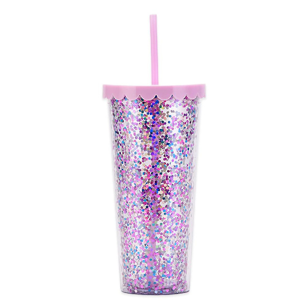 700 ml dubbellagers plastmugg, enkel genomskinlig glitterhalmkopp med paljetter, vattenkopp med stor kapacitet style2