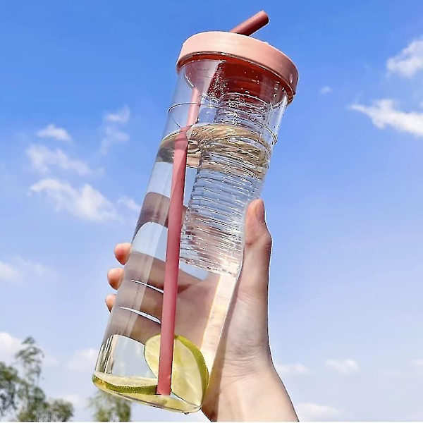 Drickskopp med sugrör och lock, resekopp för lemonad, smoothie & juice, återanvändbar 700 ml plastgul yellow