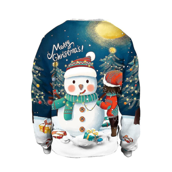 Jultröja Vinter Höst Crew Neck Toppar Sweatshirt Med Ren Santa Printed Snowman XXL