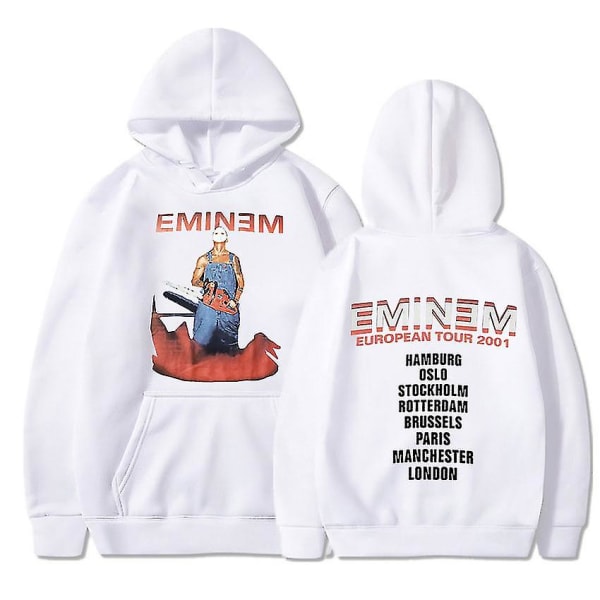 Eminem Anger Management Tour 2002 Hoodie Vintage Harajuku Funny Rick Sweatshirts Långärmade Herr Dam Pullover Mode White1 S