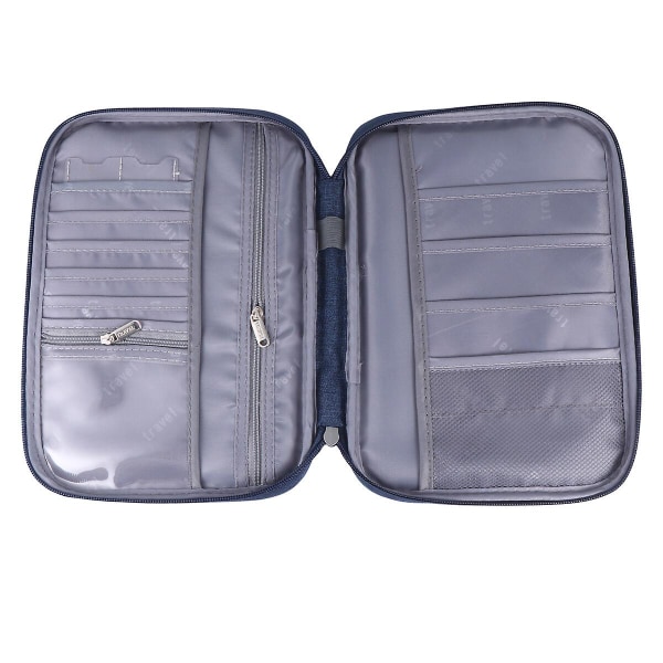 Fick Plånbok Passhållare Plånbok Dokument Organizer Case Fodral Dokument Organizer Väska Navy 25.5X18.5cm