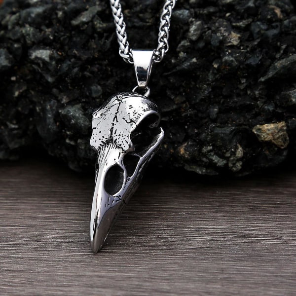 Nordic Odin Crow Skull Hänge Halsband Gothic Rostfritt Stål Raven Skull Halsband För Män Kvinnor Punk Pagan Smycken Droshipping Style B With D Chain