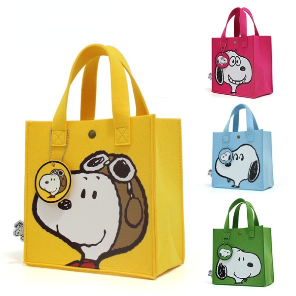 Snoopy Cartoon Filt Bag Handväska grön