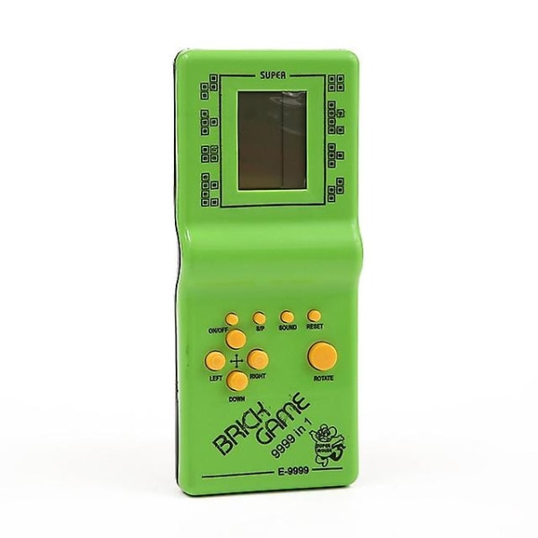 Retro bärbar klassisk handhållen Tetris-spelkonsol - 8-bitars vintage med tidlöst spelande och LCD-skärm - spelbar var som helst Green