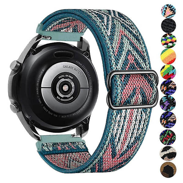 Nylon för Samsung Galaxy Watch 4/classic/46mm/active 2/gear S3 Justerbart elastiskt armband Rainbow 22mm