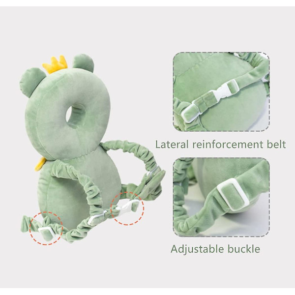 Baby Head Protector Kudde Ryggsäck med 3 Baby knäskydd för promenader och krypning, groda null none