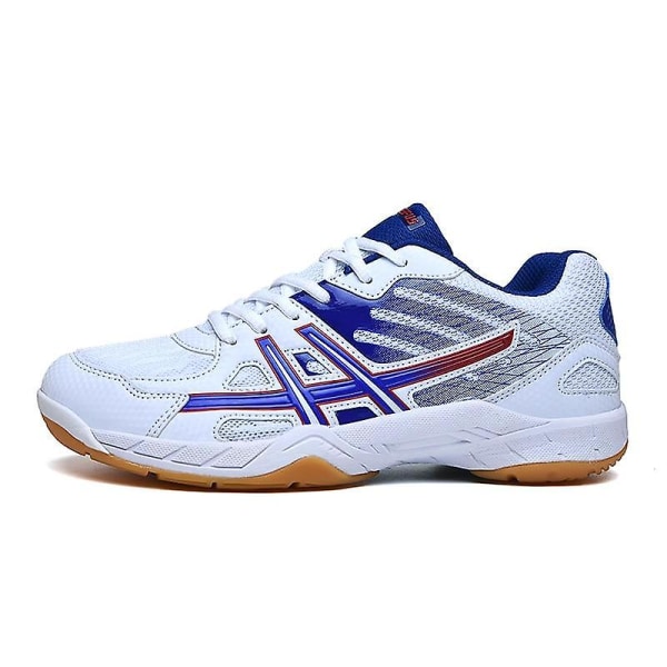 Dam/män Halkfri sport Mjuk lätt badminton, volleyboll, tennisskor L08 White Blue 37