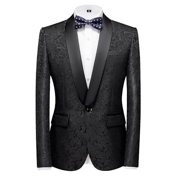Schan Herr 3-delade kostymer Sjal Lapel Enknapps Smoking Blazer Västbyxor Set För Bröllop Black M