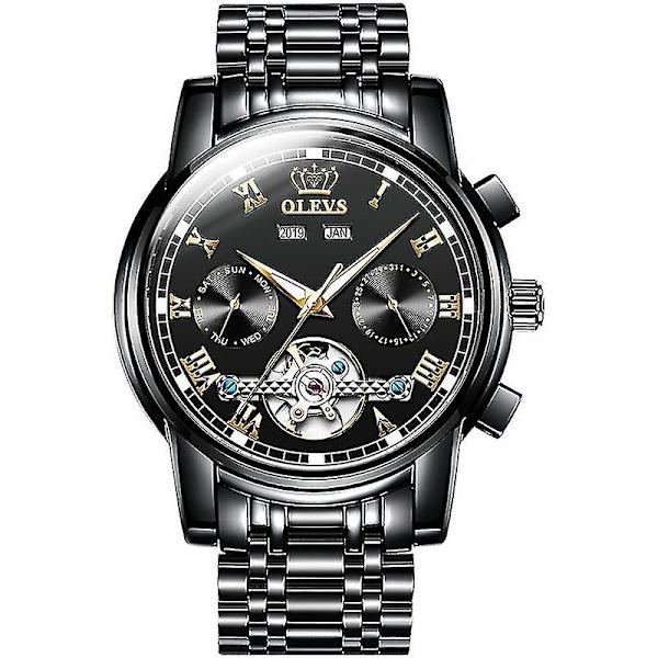Olevs 6607 multifunktions vattentät mekanisk watch Black