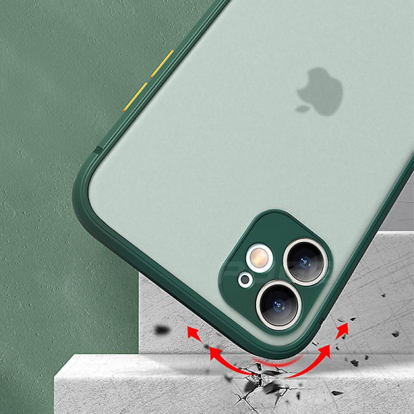 Matt Transparent Stötsäkert Iphone Case Med Silikon Bumper - Xs Max, Xr, Se & More Dark green for iphone 7 8