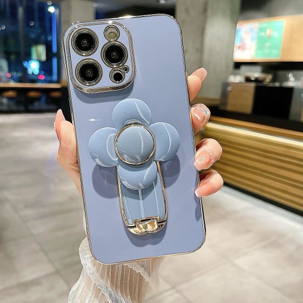 Lyxigt case kompatibelt med Iphone 15 Pro Max, mjukt silikon, stötsäkert cover med dold väderkvarnstativ Blue For iPhone 15 Pro Max