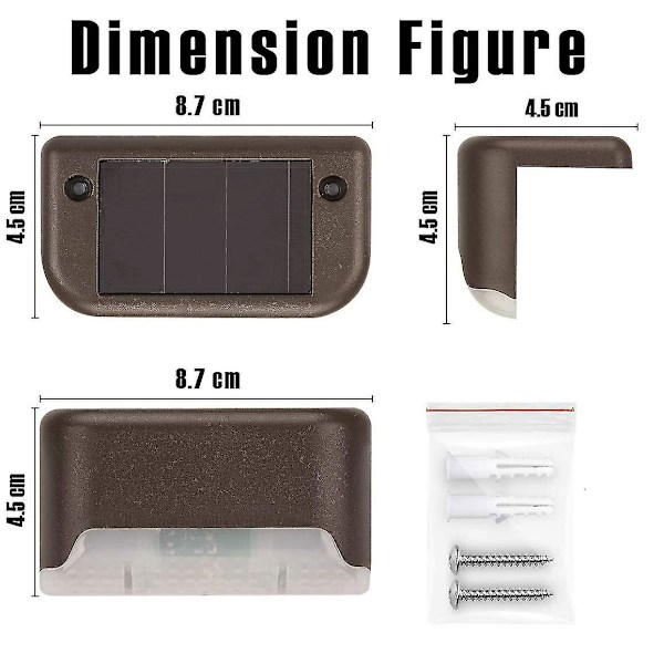 Solar Däckslampor utomhus, 4/8/12-pack Solar Step Lights Vattentät Led Solar Lights för utomhustrappor, steg, staket, räcke, gård och uteplats brown shell