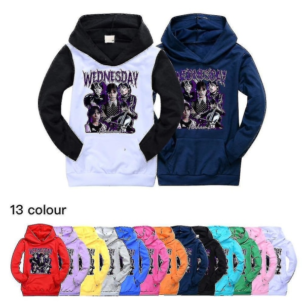 Wendnesday Addams Hoodie Pojkar Luvtröja för tjejer Barntröja Thin Style K (140cm)7-8 Years rose red