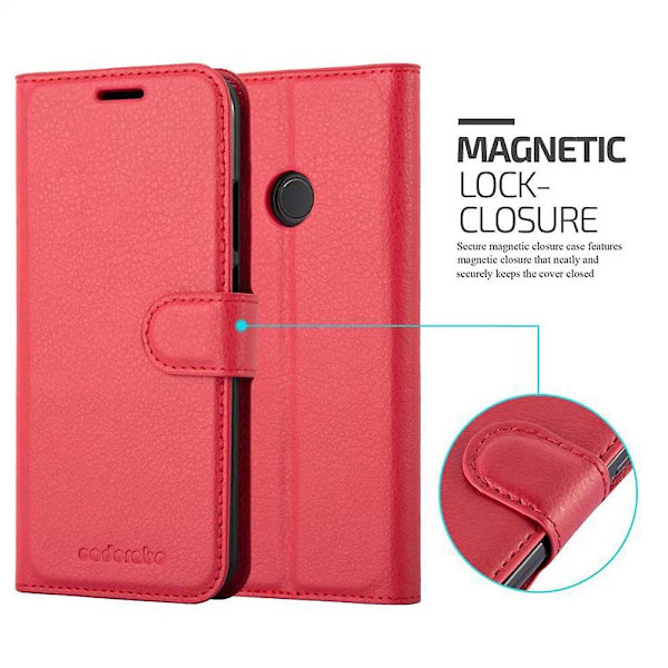 Huawei P20 LITE 2018 / NOVA 3E Cover Case Case - med kortplatser och stativfunktion CARMINE RED P20 LITE 2018 / NOVA 3E