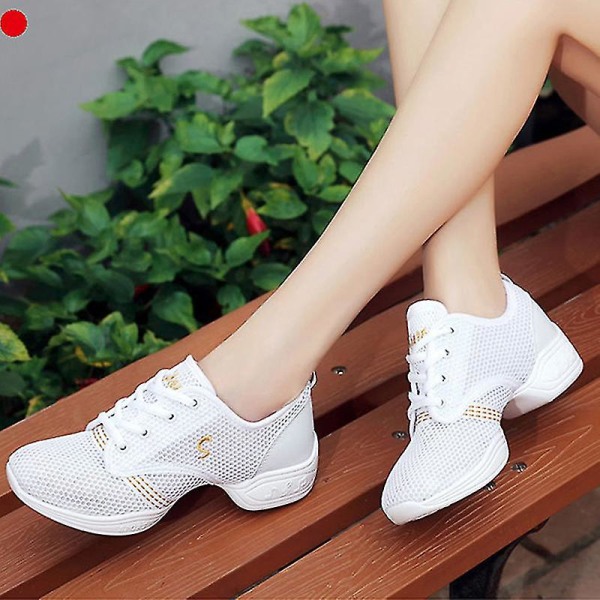 Jazzsko med snörning för kvinnor Lätt moderna danssneakers med splitsula danssneaker White EU 34