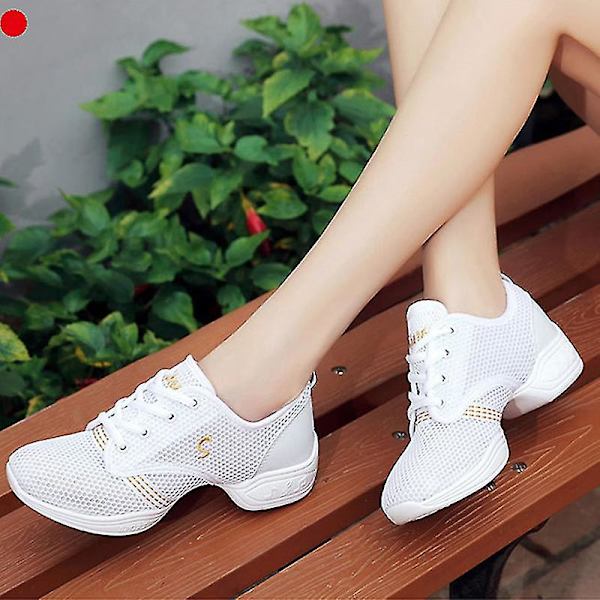 Jazzsko med snörning för kvinnor Lätt moderna danssneakers med splitsula danssneaker White EU 39.5