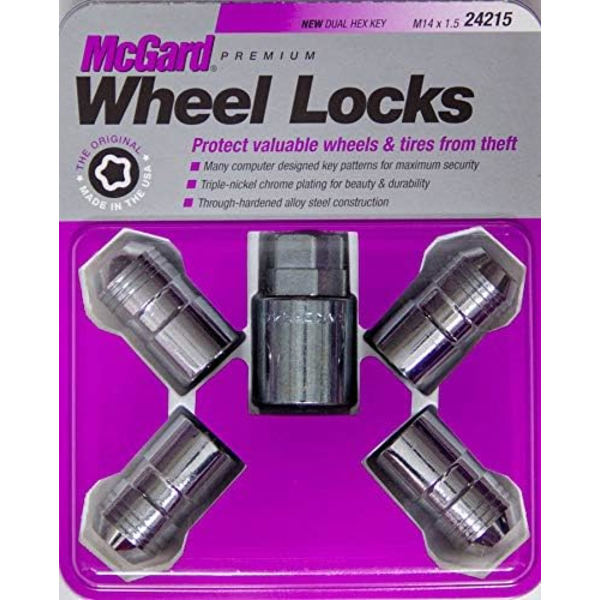 MCGARD 24215 Chrome Cone Seat Hjullås (M14 X 1,5 gängstorlek) - Set med 4