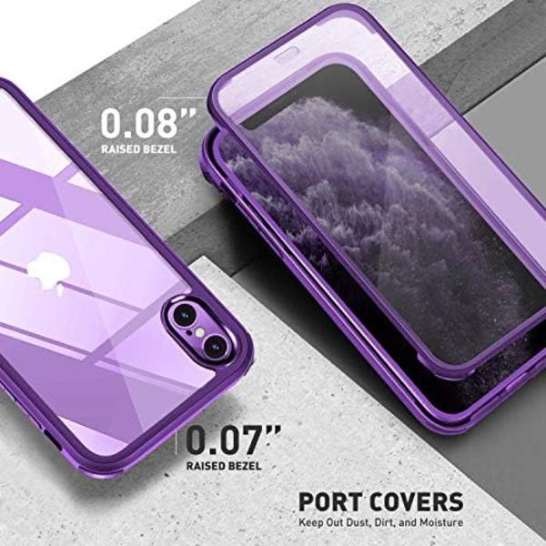 UBUNU iPhone Xs Max- case med skärmskydd [Inbyggt 9H hårt härdat glas], för Magsafe 360 ​​helkroppsskydd, genomskinligt skyddande iPh Purple