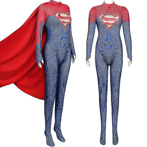 Superhjälte Supergirl Cosplay Dräkt Halloween Zentai Kappkostym För Barn Vuxen 130