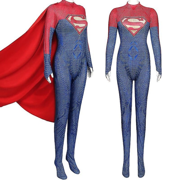 Superhjälte Supergirl Cosplay Dräkt Halloween Zentai Kappkostym För Barn Vuxen 140