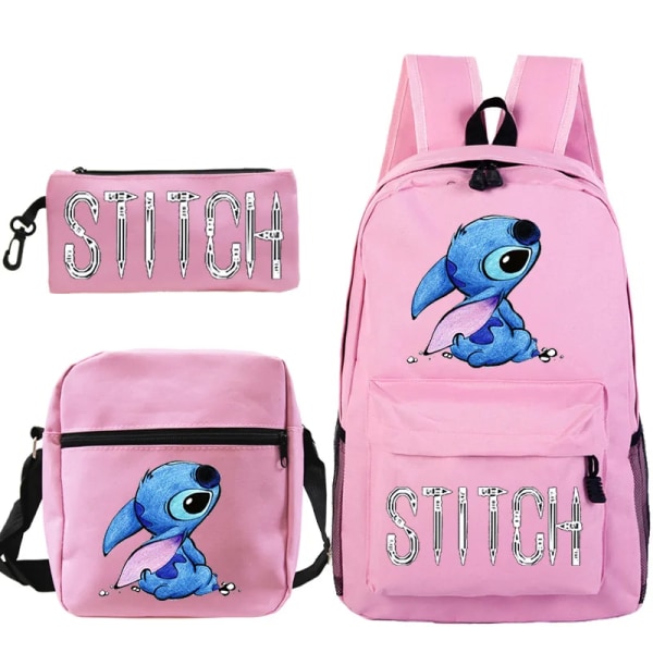 Disney Stitch Barn Ryggsäck Cartoon Stitch Print Case Pojke Flicka Axelväska Barn Skolväska Present 3st/ set photo color none